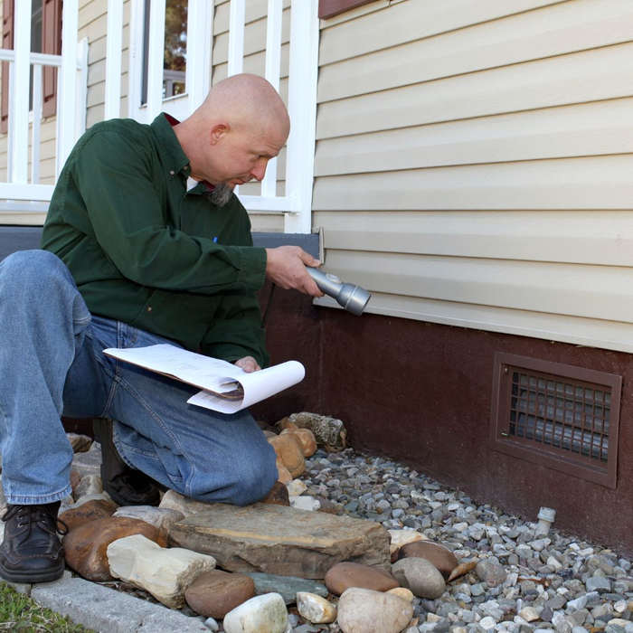 inspecting house foundation