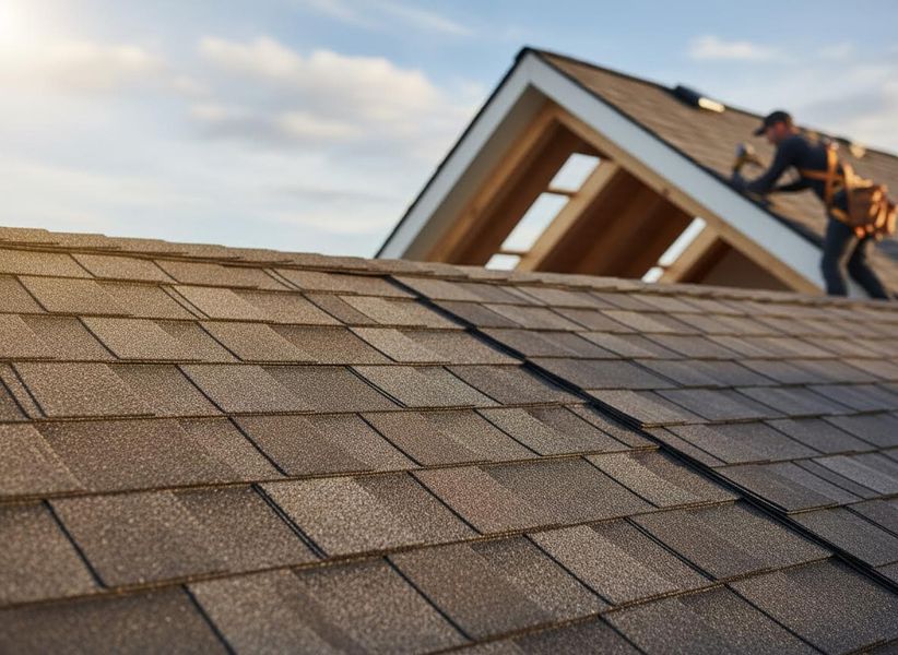 Professional Roofer Installing Shingles