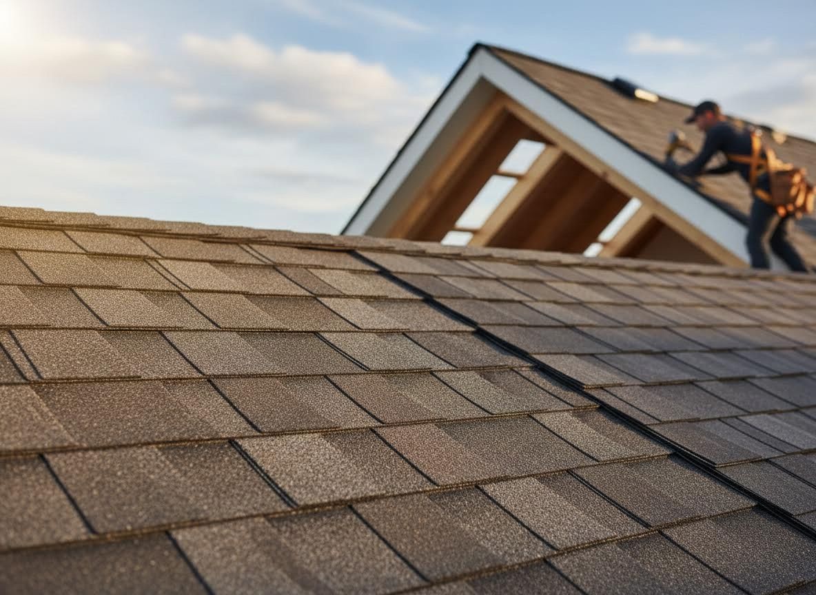 Professional Roofer Installing Shingles