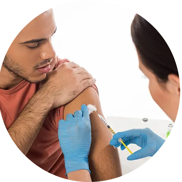 man receiving a hormone injection