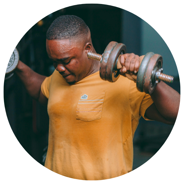 man lifting weights