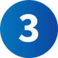 Blue circular icon with a white number three, representing the first step in a process.