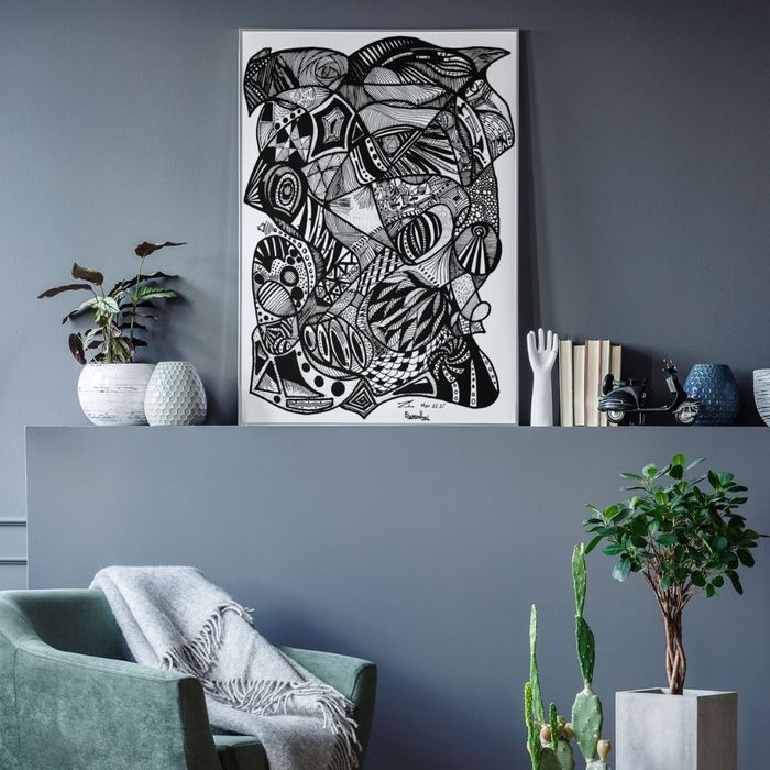 An image of the Elemental Drawing on a shelf.