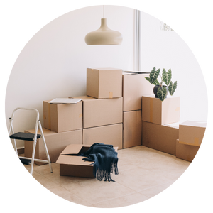 Boxes packed for moving