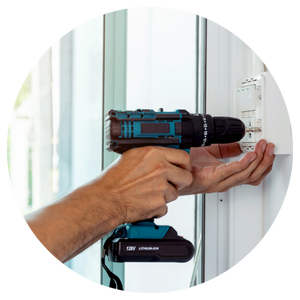Handyman installing thermostat