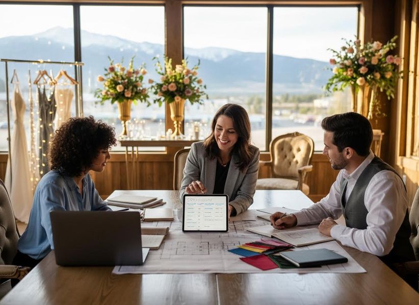 Wedding Planners Collaborating on Event Details