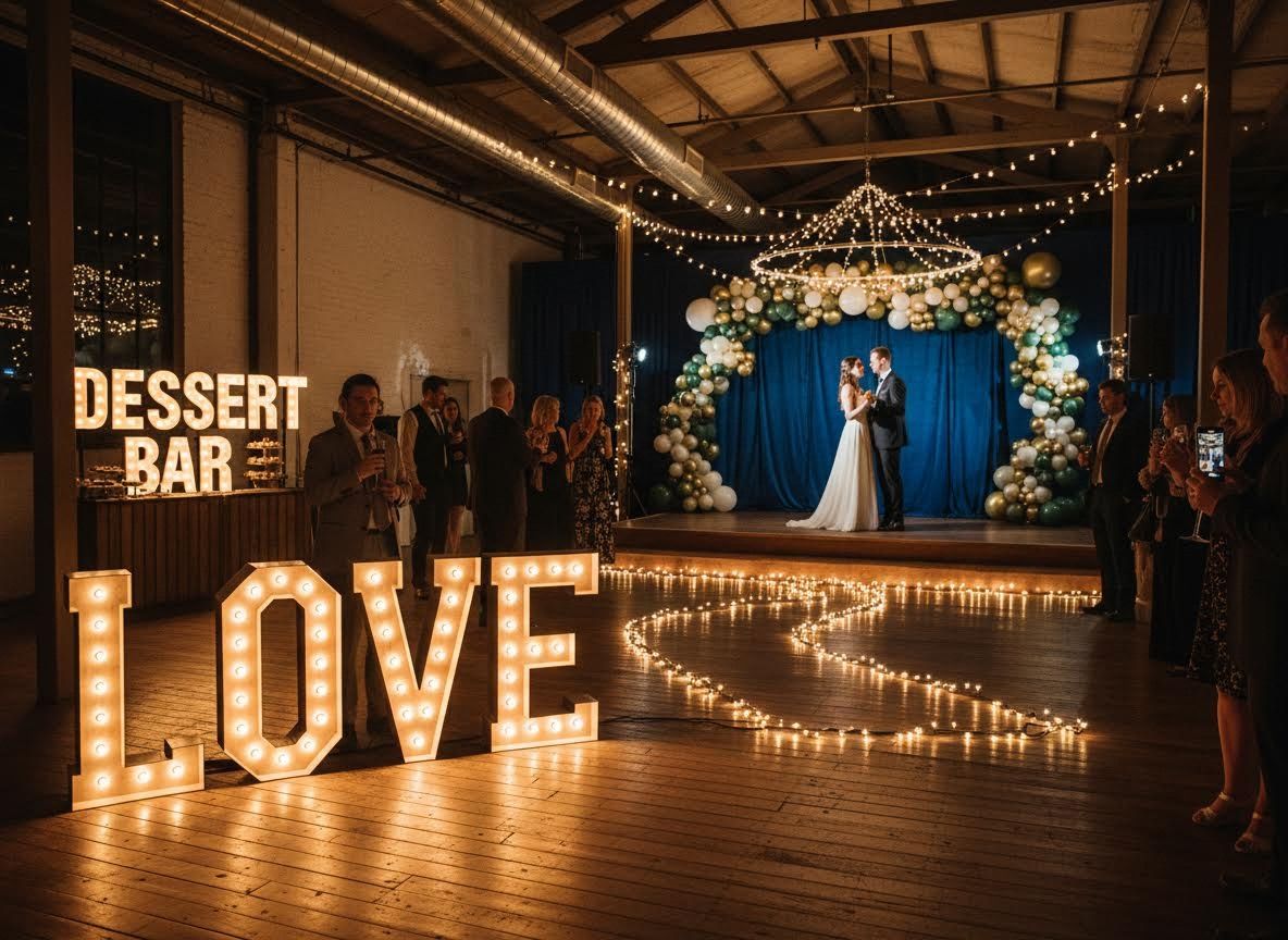 Wedding Reception with Marquee 'LOVE' Letters and First Dance