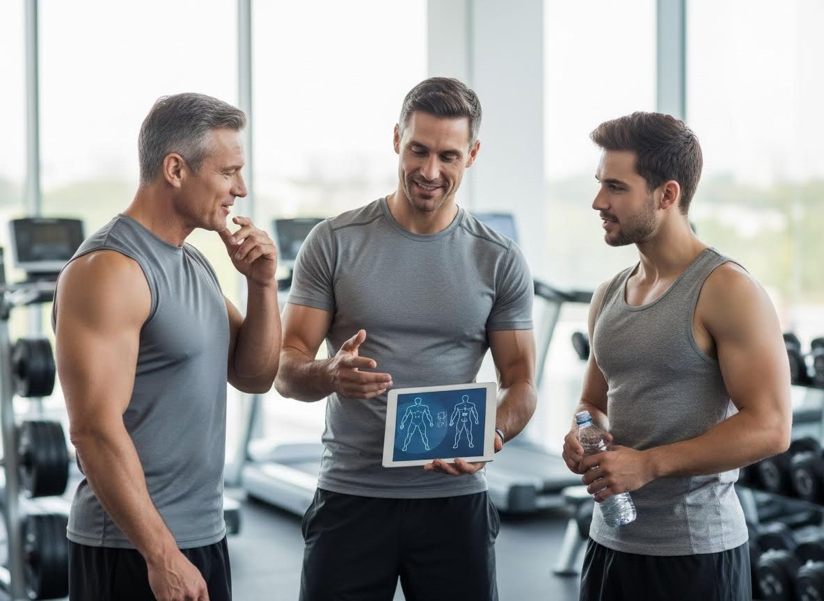 Personal Trainer Explaining Fitness Plan on Tablet