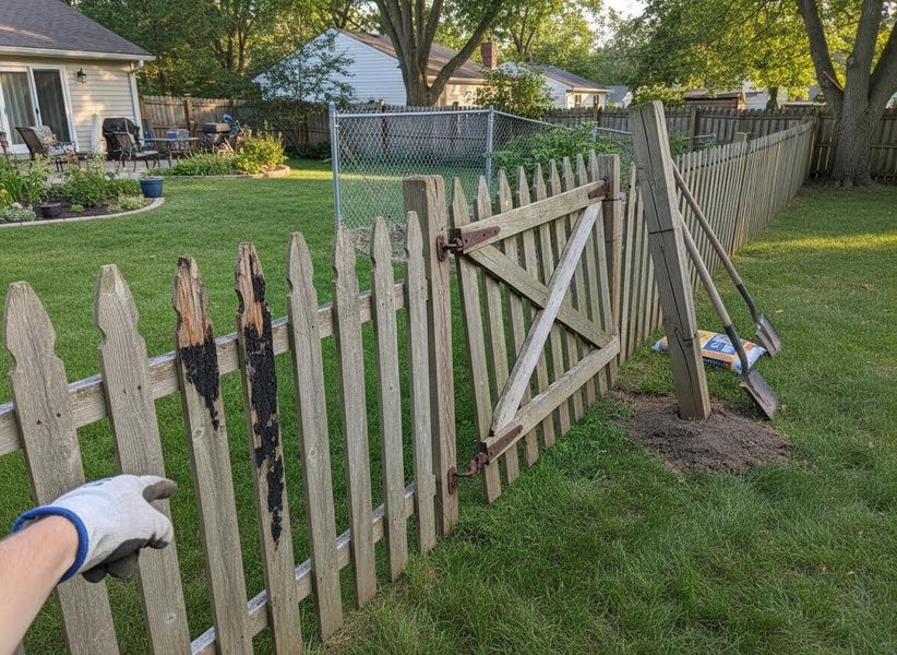 Backyard Picket Fence Repair Project