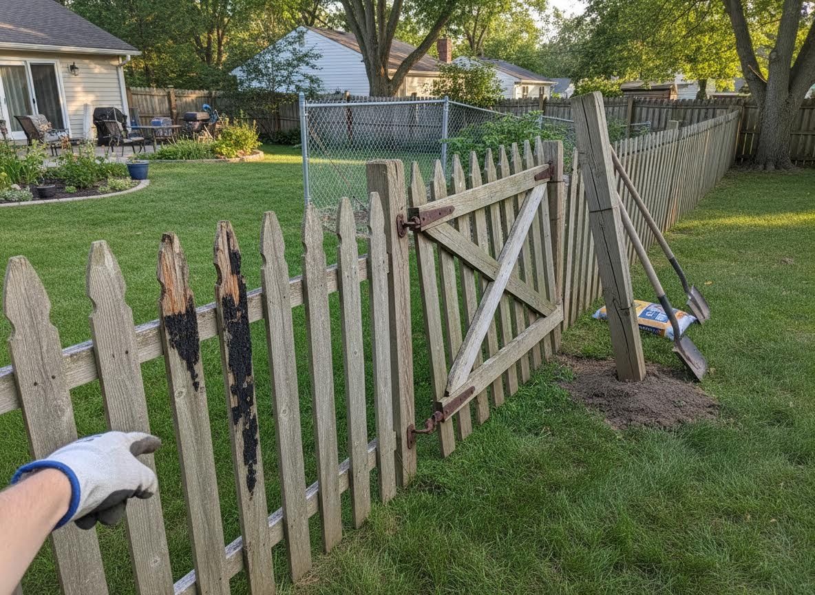 Backyard Picket Fence Repair Project