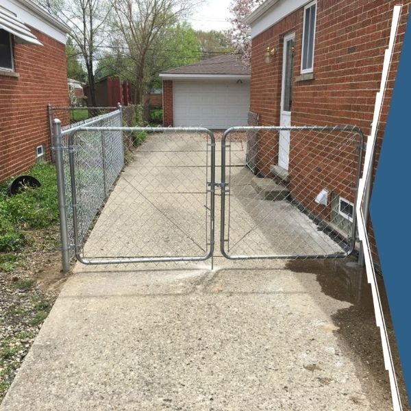 Chain link fence for a brick house