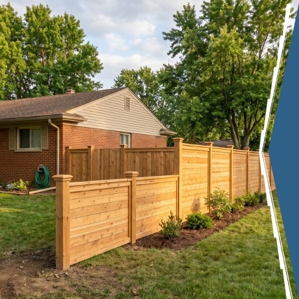 Sun shining onto cedar fence