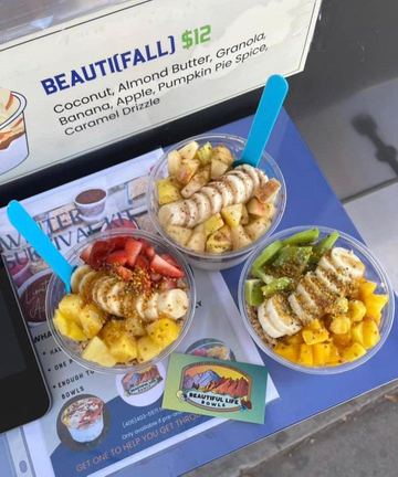 3 acai bowls next to each other
