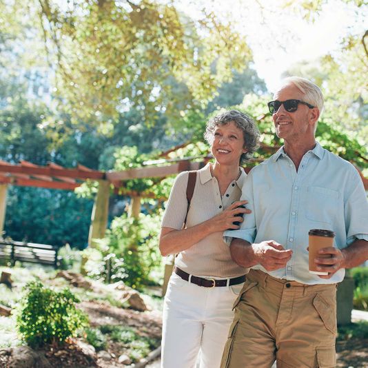 Senior couple taking a walk