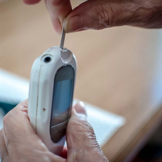 Senior managing his diabetes