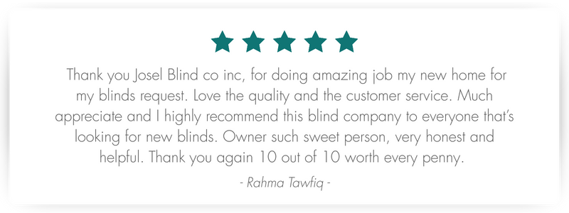 A five-star testimonial from Rahma Tawfiq praising the quality, customer service, and the owner, Harry, calling him "very honest and helpful."