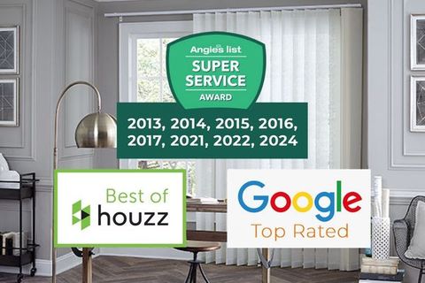 a graphic showing awards from Angie's List, Houzz, and Google.