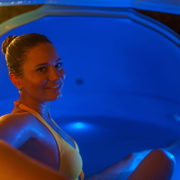 woman in float tank