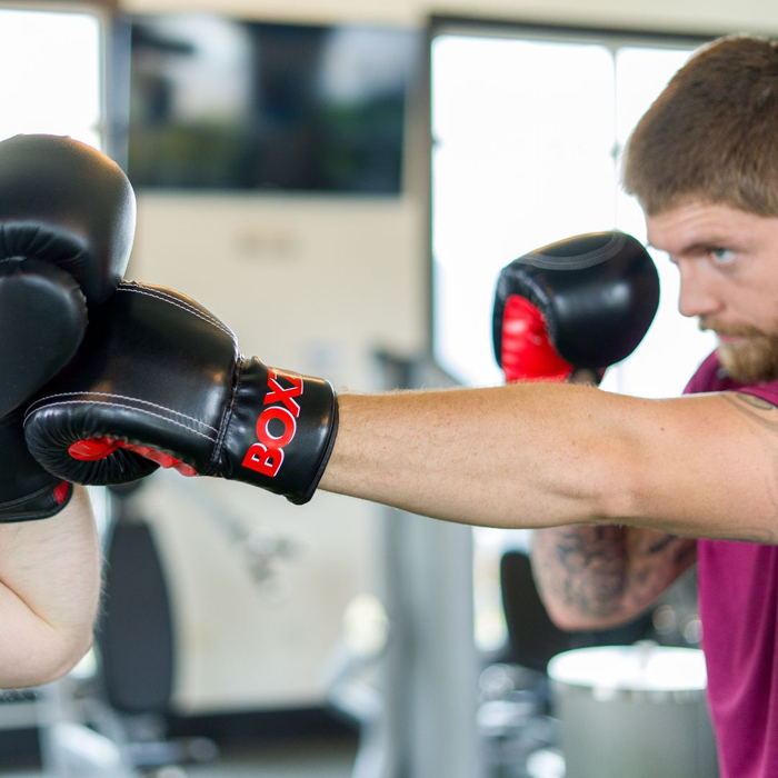 man sparring with Boxzr equipment