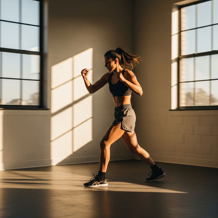 A person shadowboxing A person shadowboxing