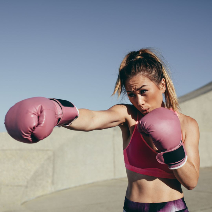 woman shadowboxing