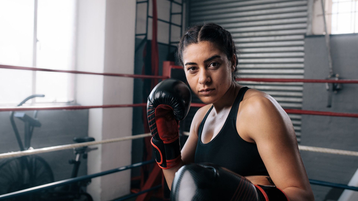 Women training in boxing