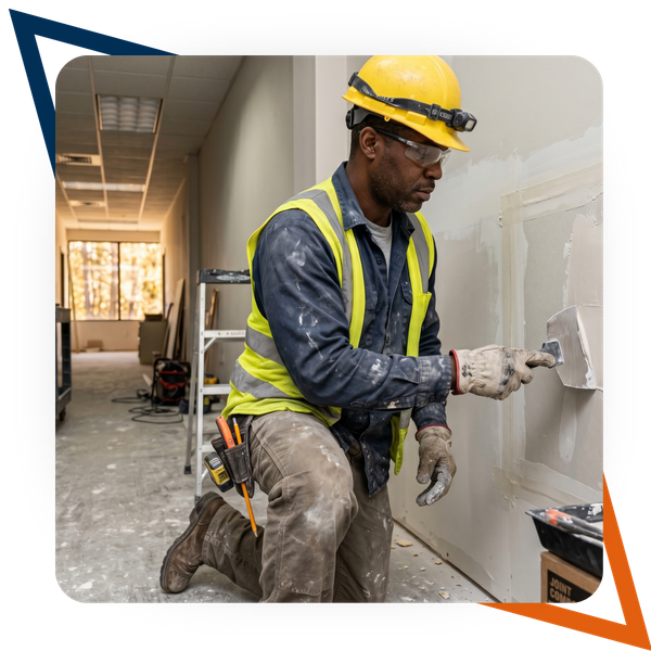 Man patching drywall
