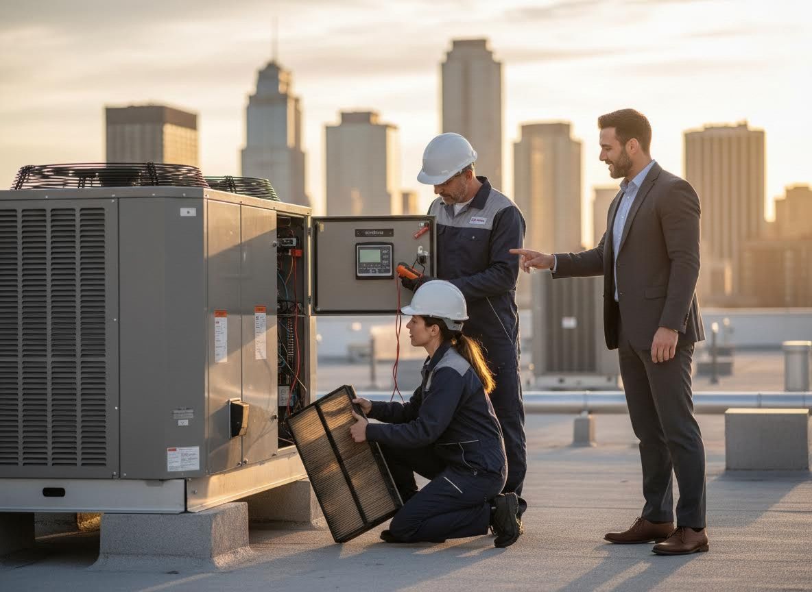 HVAC Team Performing Rooftop Maintenance