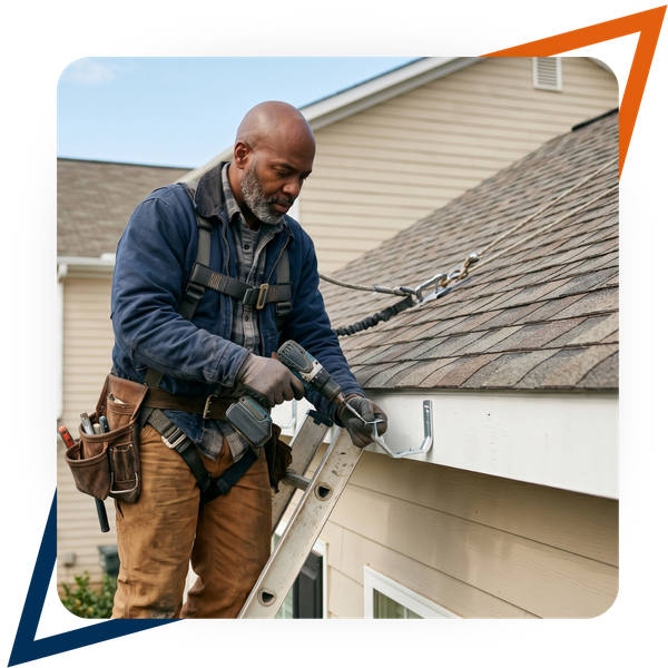 Man installing gutters infrastructure