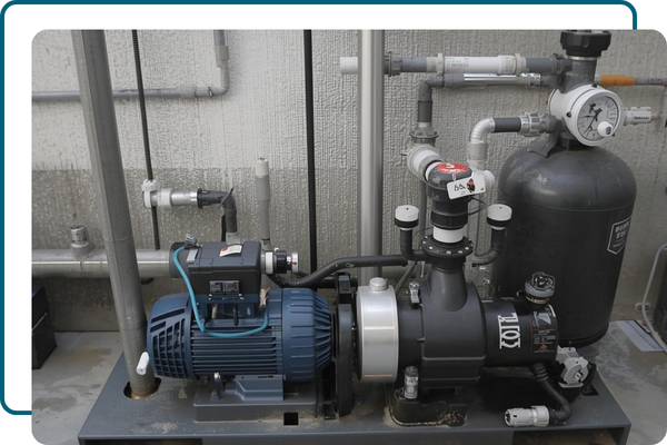 Properly winterized pool pump and filtration system with drained mechanical components.