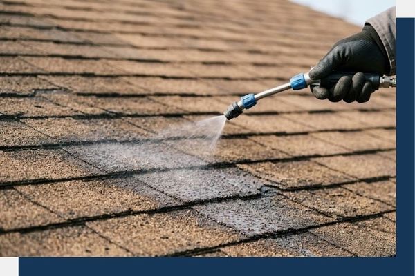 Spraying to restore a residential roof
