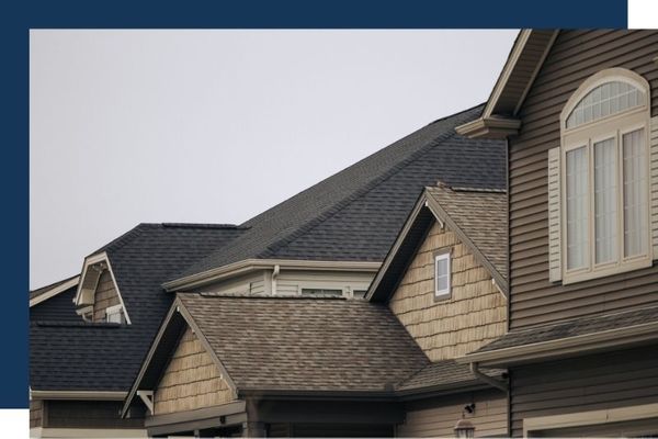 Multiple residential houses with shingle roofing
