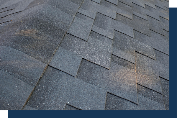 Close view of signs of a fading roof