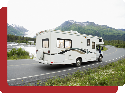 RV driving down the road