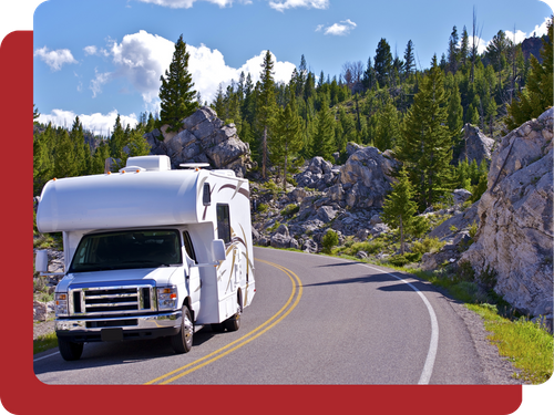 An RV driving mountain side