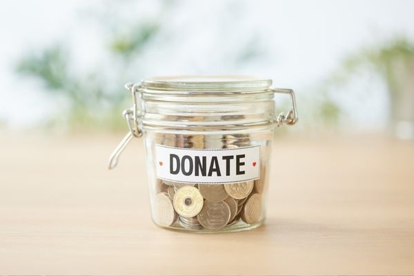A jar of donation money