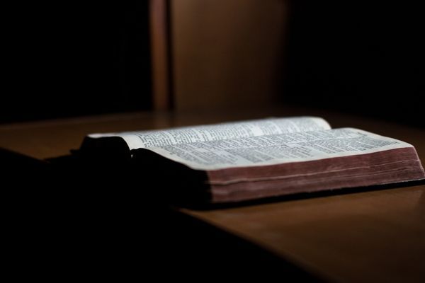 Bible open on table