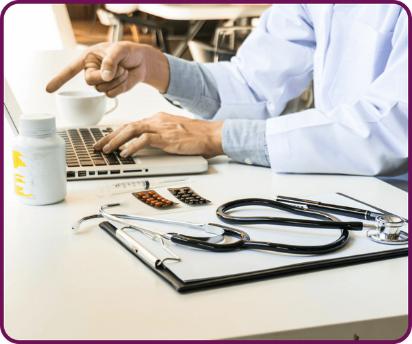 Image of a doctor talking on a video call