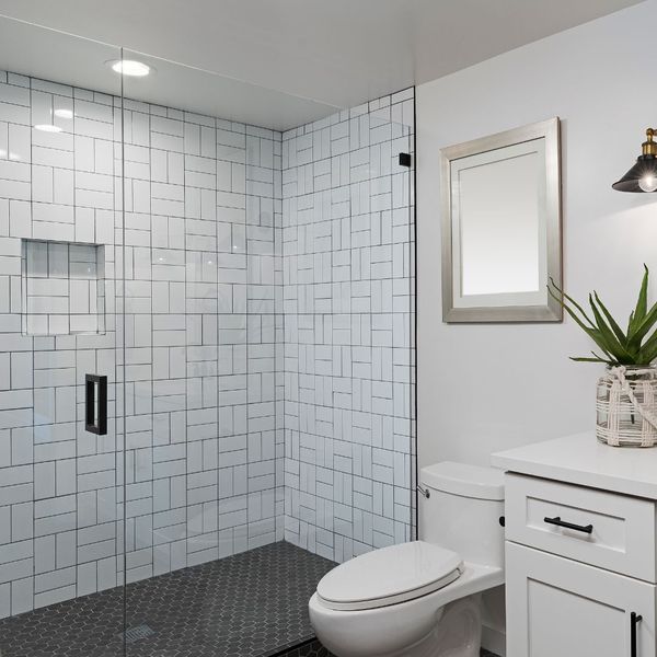 remodeled bathroom with glass shower