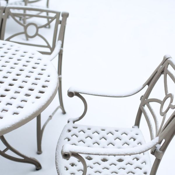 image of a snowy patio