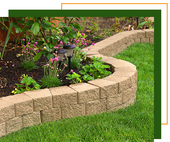 Retaining wall with flowers