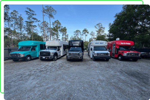 custom mobile business trucks lined up