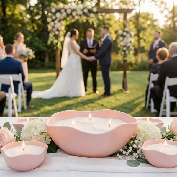 beautiful candles at wedding