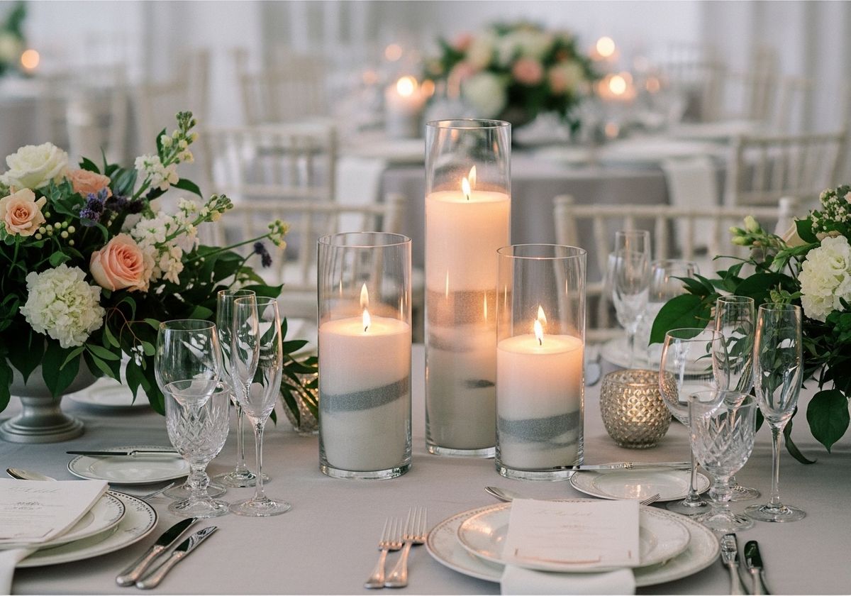 Pearled wax with layed colors in vases