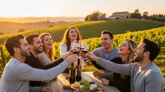 Group of Friends enjoying a wine tasting