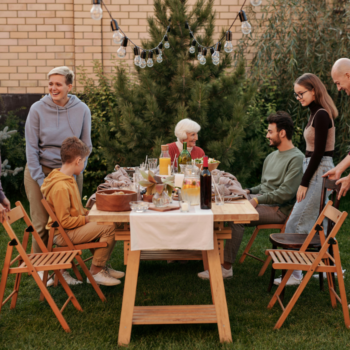 Family in backyard