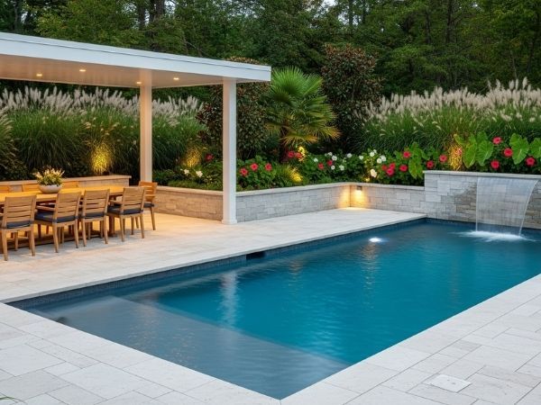 pool with landscaping 
