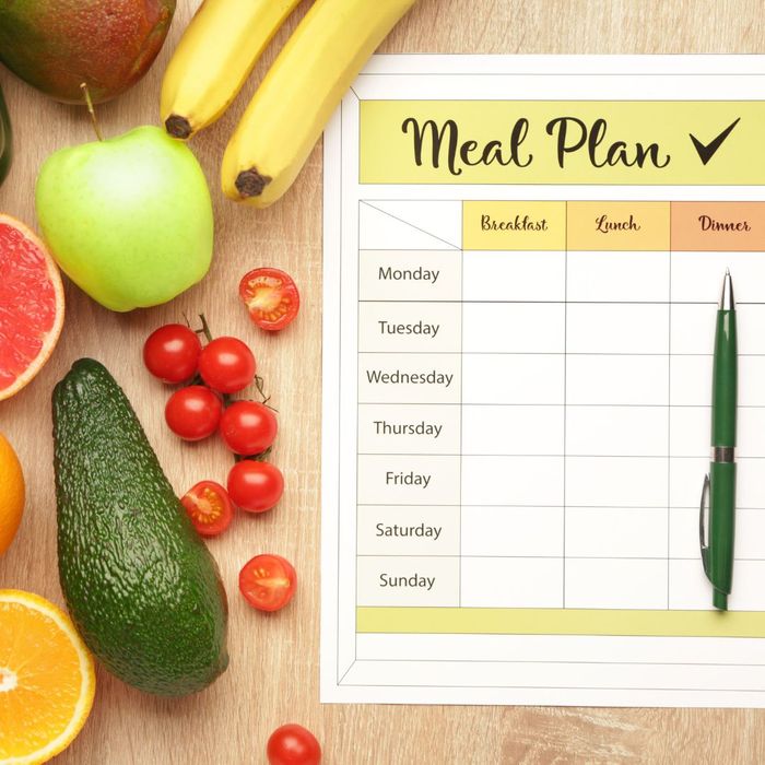 Meal plan calendar with vegetables