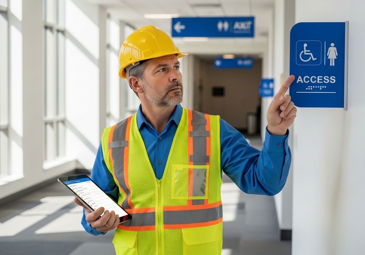 Accessibility Inspector Checking Signage