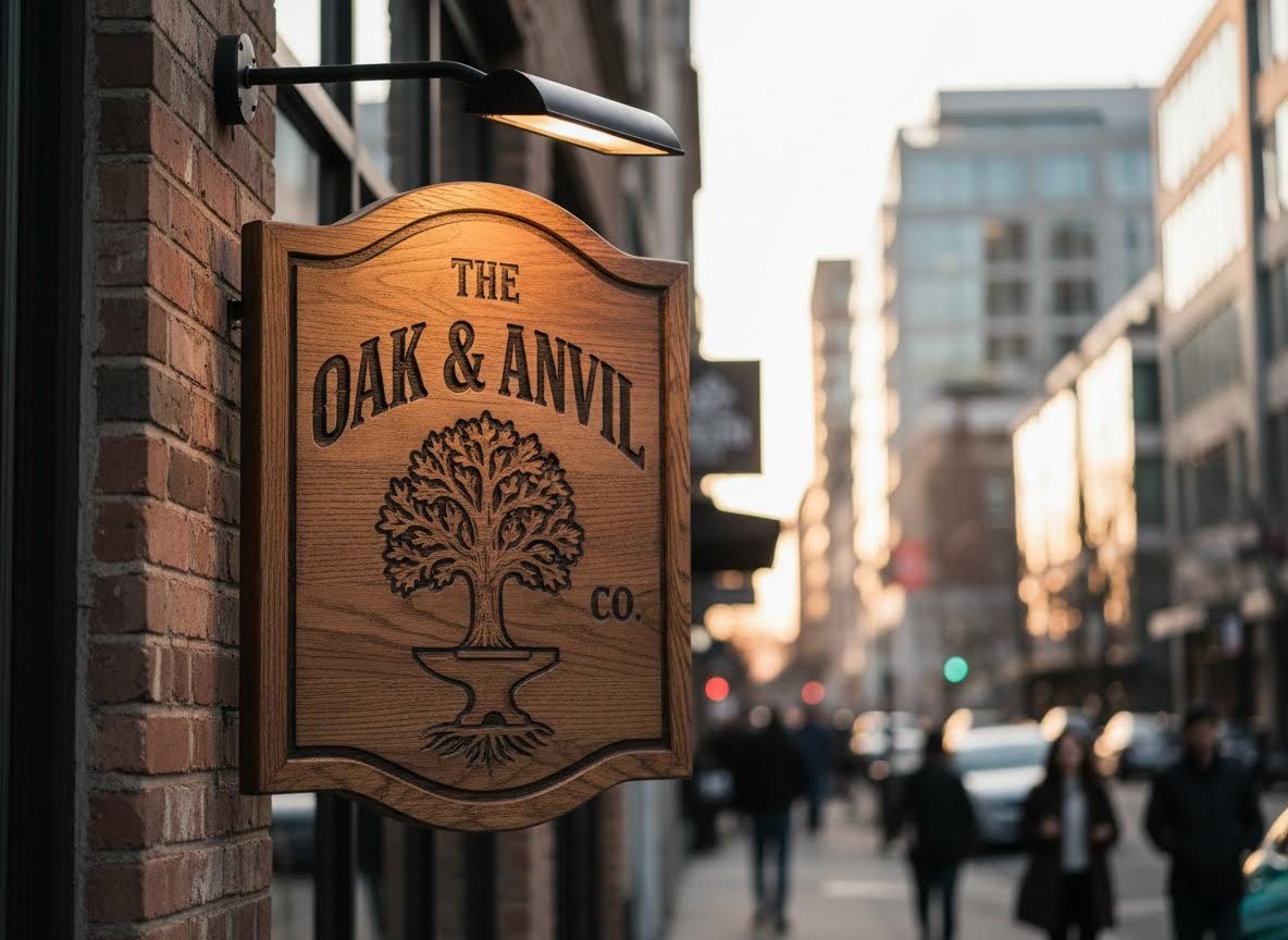 The Oak & Anvil Co. Wooden Business Sign